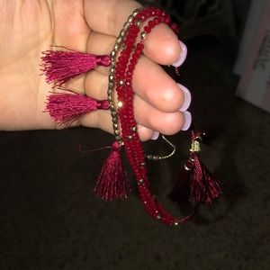adjustable burgundy/gold tassel SET